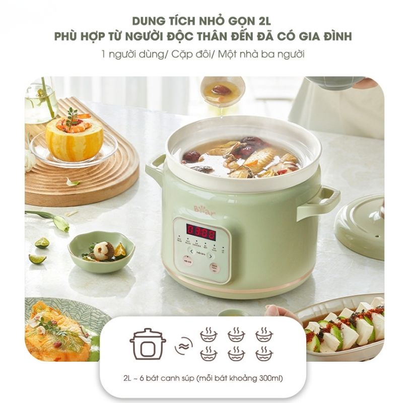 Nồi Nấu Chậm Đa Năng 2.0L Bear Sb-Nnc20