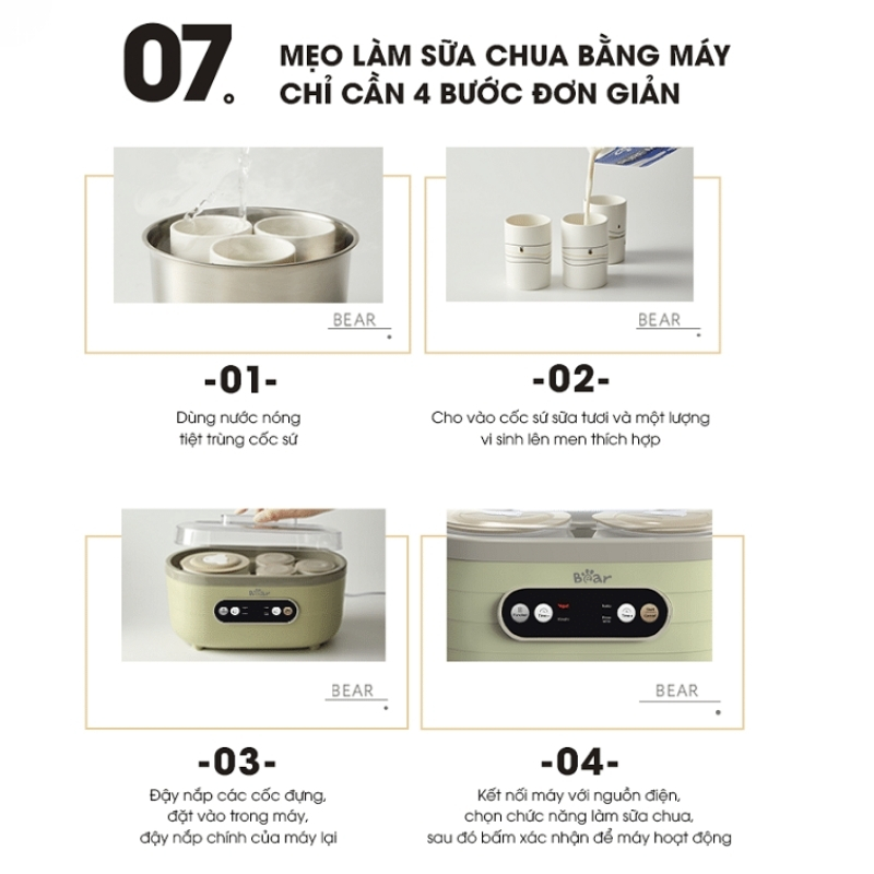 Máy Làm Sữa Chua Đa Năng Chính Hãng Bear Sb-Sc10C 11 Máy Làm Sữa Chua Bear Sb-Sc10C