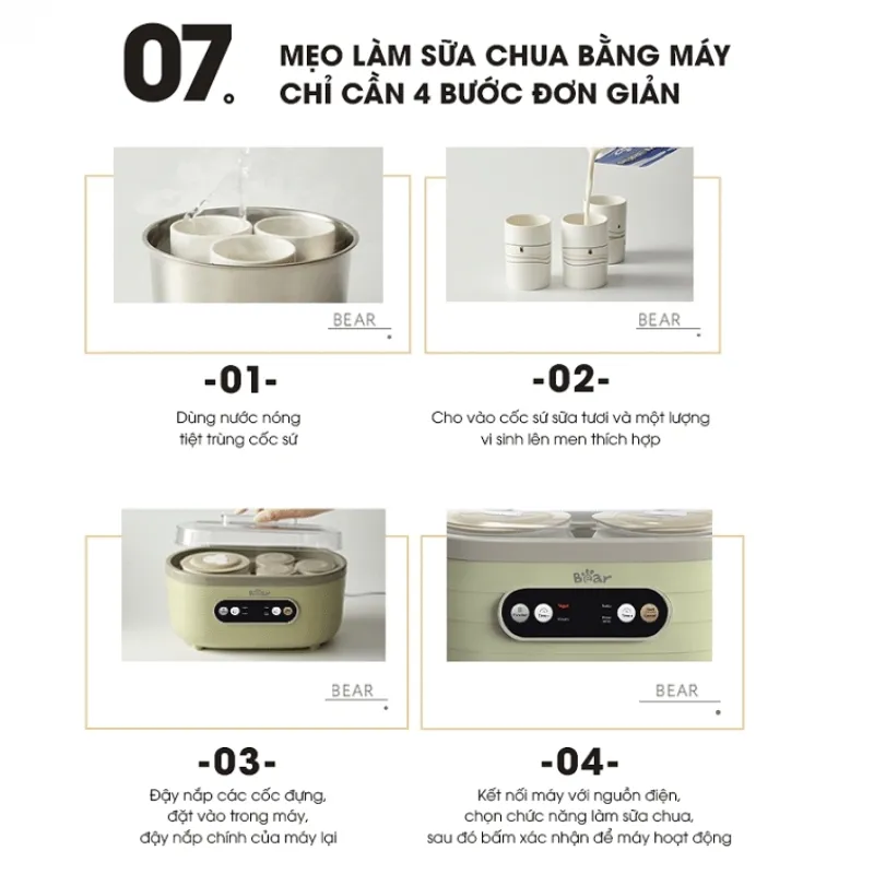 Máy Làm Sữa Chua Đa Năng Chính Hãng Bear Sb-Sc10C 24 Máy Làm Sữa Chua Bear Sb-Sc10C