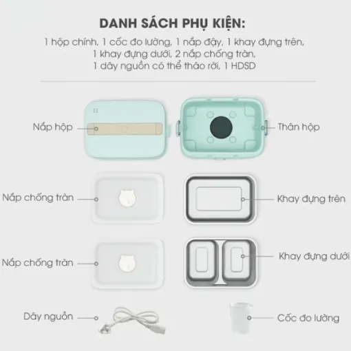 Hộp cơm điện 2 ngăn tiện lợi Bear SB-HC12L