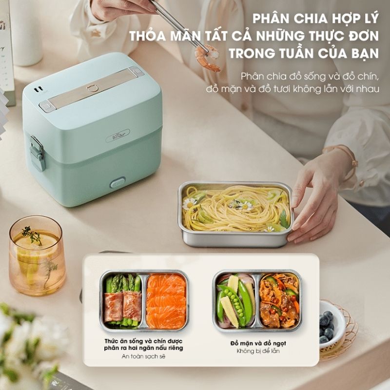 Hộp Cơm Điện 2 Ngăn Tiện Lợi Bear Sb-Hc12L