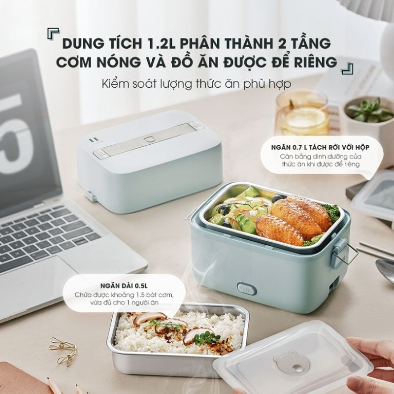 Hộp Cơm Điện 2 Ngăn Tiện Lợi Bear Sb-Hc12L