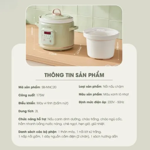 Nồi nấu chậm đa năng 2.0L Bear SB-NNC20