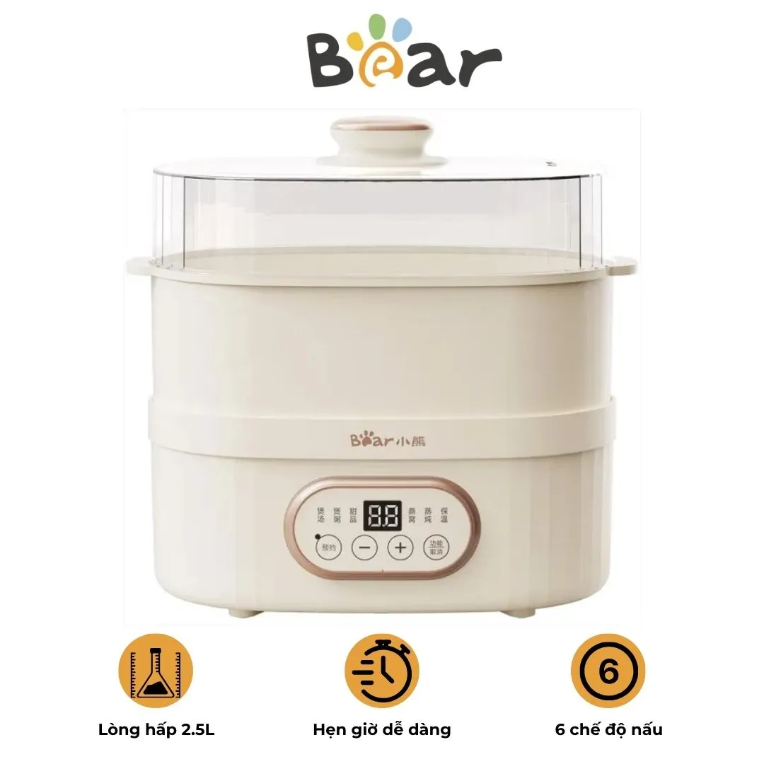 Nồi Nấu Chậm Bear DDZ – C10V1 – Thiết Kế Sang Trọng – Đa Chức Năng