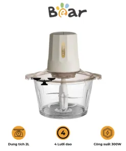 Máy xay thực phẩm đa năng Bear QSJ – E03B2 – Dung tích 2L – Bộ 4 lưỡi dao sắc cạnh
