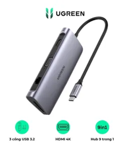 Hub chuyển đổi Ugreen CM179 – HDMI 4K UHD và VGA 1080P ( – 9 cổng đa năng) | AKIA