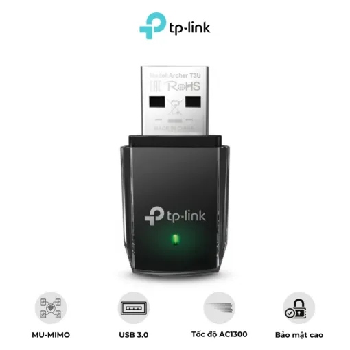 Bộ Chuyển Đổi USB Wifi Băng Tần Kép TP – Link Archer T3U – Tốc độ AC1300