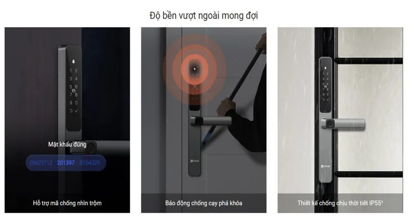 Khóa Cửa Nhôm Ezviz Dl06 - 1 Mặt Vân Tay 4 Khóa Cửa Nhôm Thông Minh Ezviz Dl06