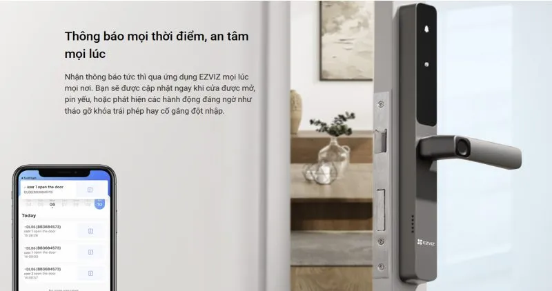 Khóa Cửa Nhôm Ezviz Dl06 - 1 Mặt Vân Tay 6 Khóa Cửa Nhôm Thông Minh Ezviz Dl06