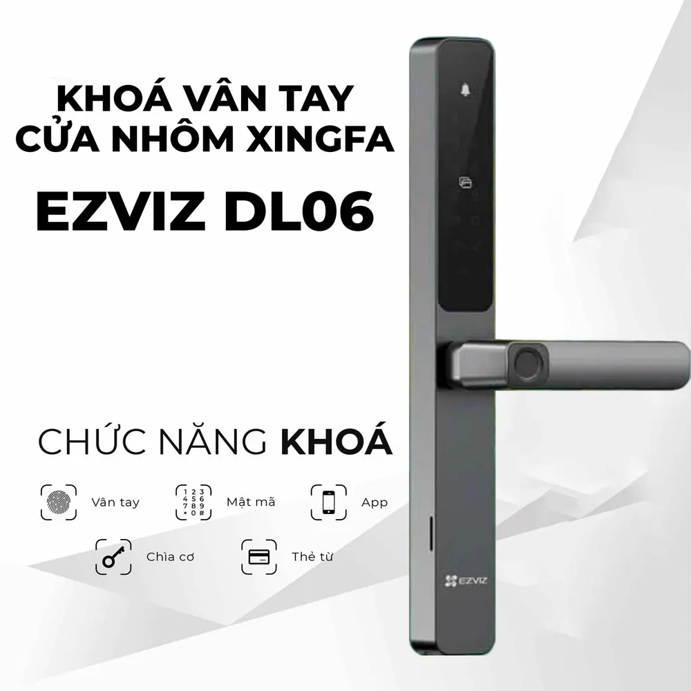 Khóa Cửa Nhôm Ezviz Dl06 - 1 Mặt Vân Tay 1 Khóa Cửa Nhôm Thông Minh Ezviz Dl06