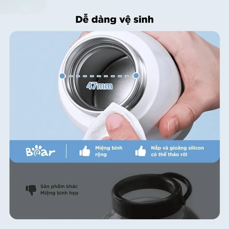 Bình Đun Và Hâm Nước Pha Sữa Bear Blk-055Ej