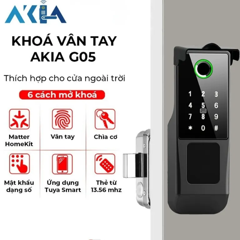 Khóa cửa cổng AKIA G05 2 mặt vân tay hỗ trợ Matter | AKIA