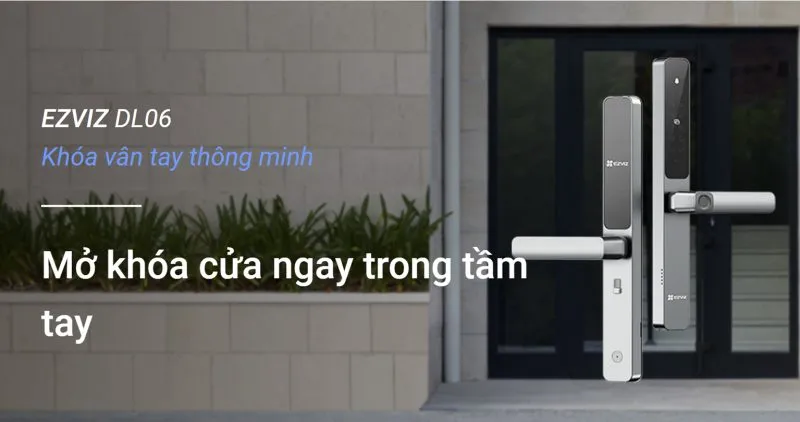 Khóa Cửa Nhôm Ezviz Dl06 - 1 Mặt Vân Tay 2 Khóa Cửa Nhôm Thông Minh Ezviz Dl06