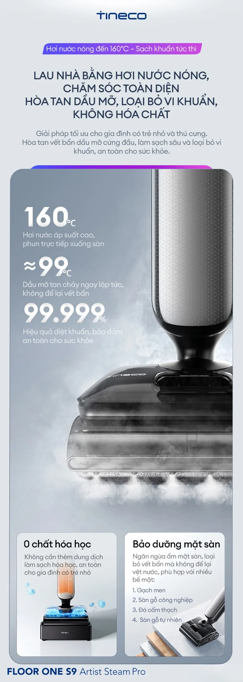 Máy Hút Bụi Lau Sàn Khô Ướt Tineco Floor One S9 Artist Steam Pro 15 Máy Hút Bụi Lau Sàn Khô Ướt Tineco Floor One S9 Artist Steam Pro - Akia Smart Home
