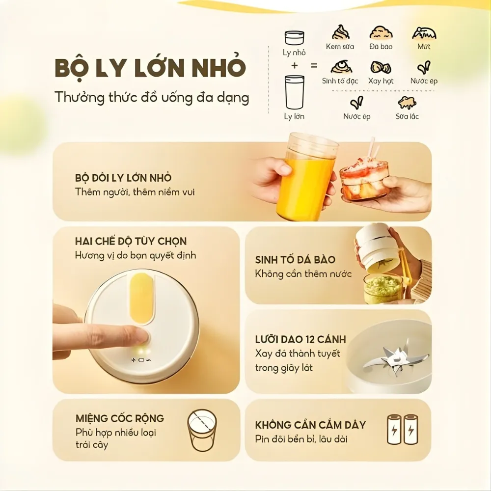 Máy Xay Sinh Tố Cầm Tay Bear 2 Cối Sb-Mx04K 7 Máy Xay Sinh Tố Cầm Tay Bear Sb-Mx04K