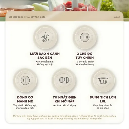 Máy xay thịt Bear CH-5H03E33 1,8L