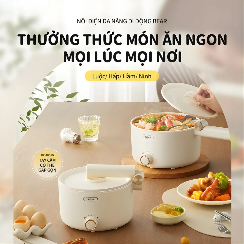 Nồi Điện Đa Năng Bear Mc-4H16G 3 Nồi Điện Đa Năng Mc-4H16G