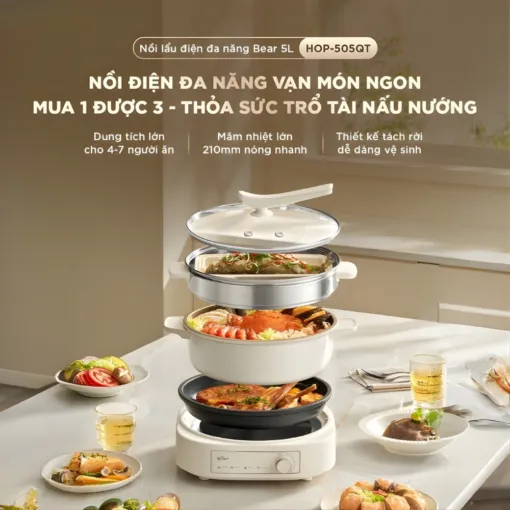 Nồi lẩu đa năng Bear 5L HOP-505QT
