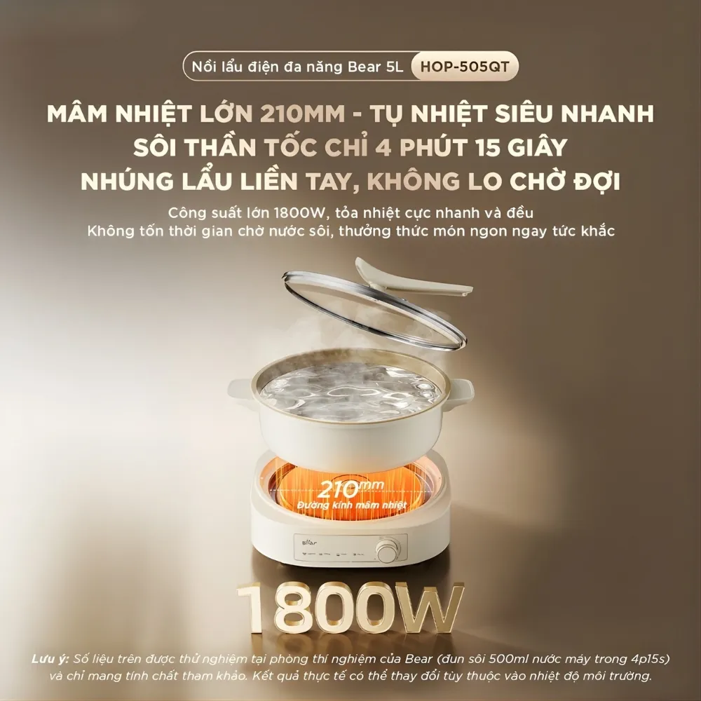 Nồi Lẩu Đa Năng Bear 5L Hop-505Qt