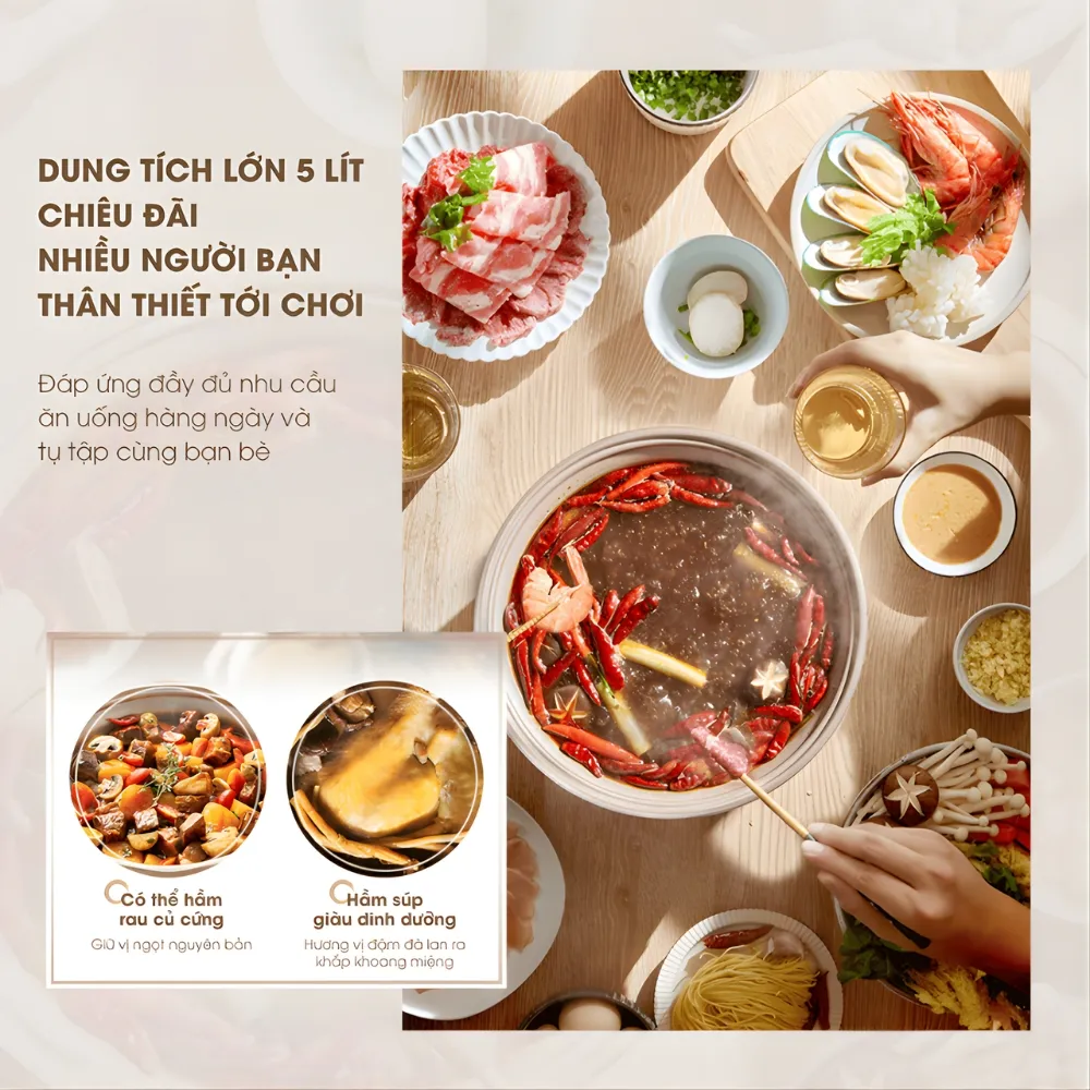 Nồi Lẩu Điện Bear 5L Sb-Nl05F 10 Nồi Lẩu Điện Bear 5L Sb-Nl05F - Akia Smart Home