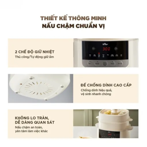 Nồi nấu chậm Bear 2.5L SC-5H25M34