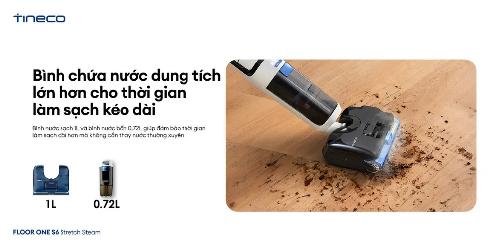 Máy Hút Bụi Lau Sàn Khô Ướt Tineco Floor One S6 Stretch Steam 23 Máy Hút Bụi Lau Sàn Khô Ướt Tineco Floor One S6 Stretch Steam - Akia Smart Home