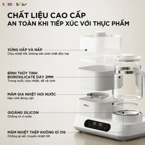 Máy đun nước và hâm sữa tiệt trùng Bear WW-5H12V78