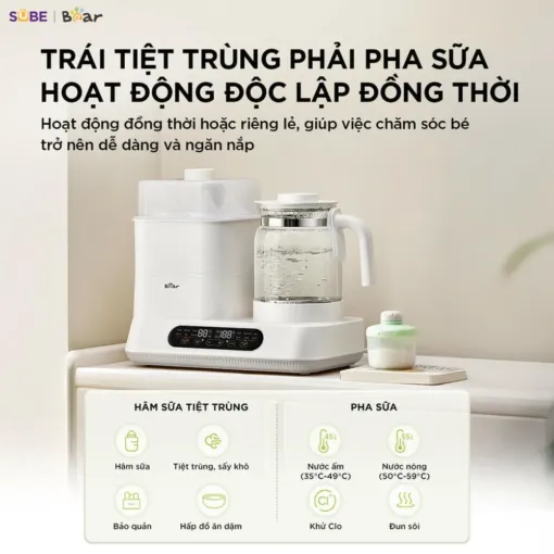 Máy đun nước và hâm sữa tiệt trùng Bear WW-5H12V78