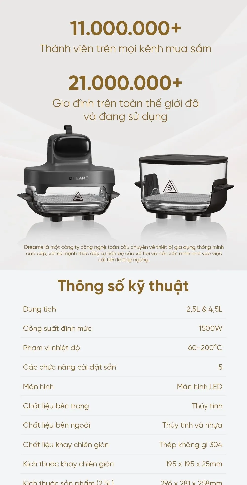 Nồi Chiên Không Dầu Dreame Pt60