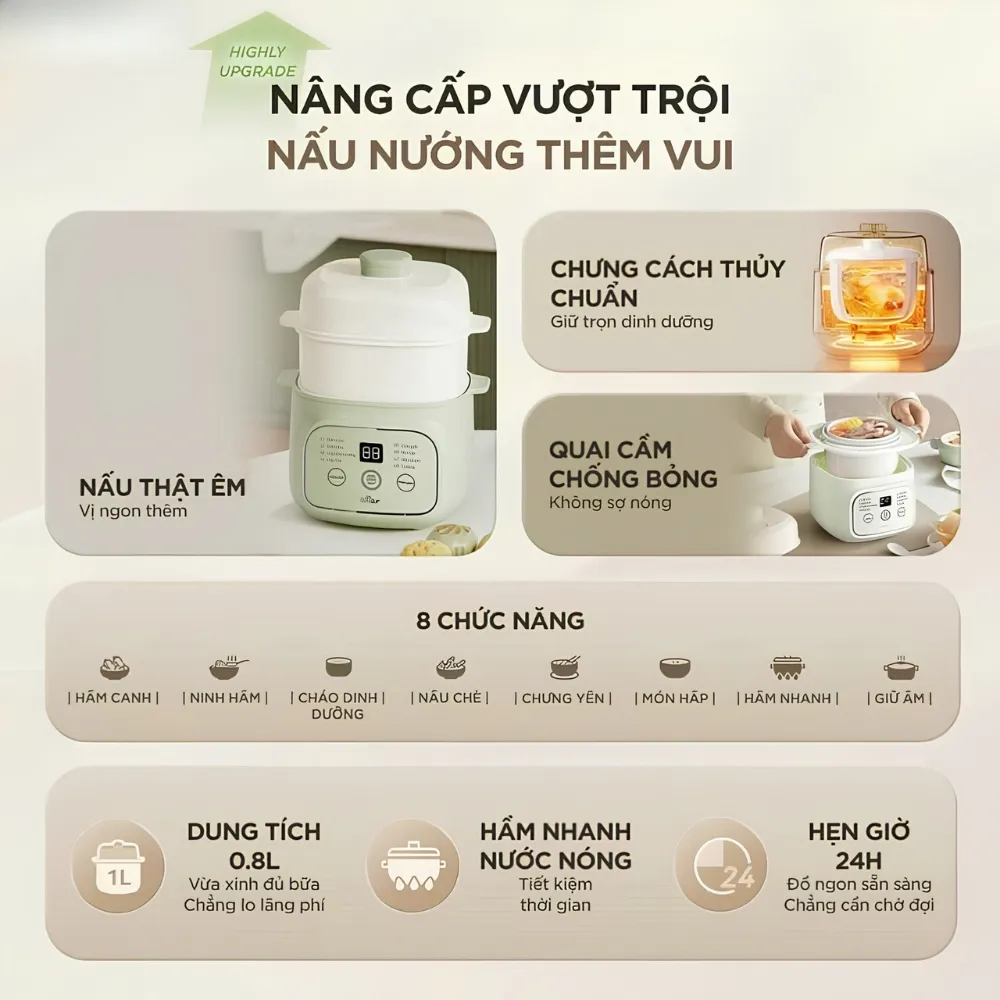 Nồi Nấu Chậm 0.8L Bear Est-085Dh 17 Nồi Nấu Chậm 0.8L Bear Est-085Dh - Akia Smart Home
