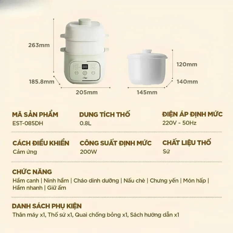 Nồi nấu chậm 0.8L Bear EST-085DH | AKIA
