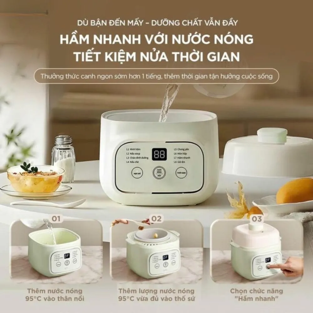 Nồi Nấu Chậm 0.8L Bear Est-085Dh 16 Nồi Nấu Chậm 0.8L Bear Est-085Dh - Akia Smart Home