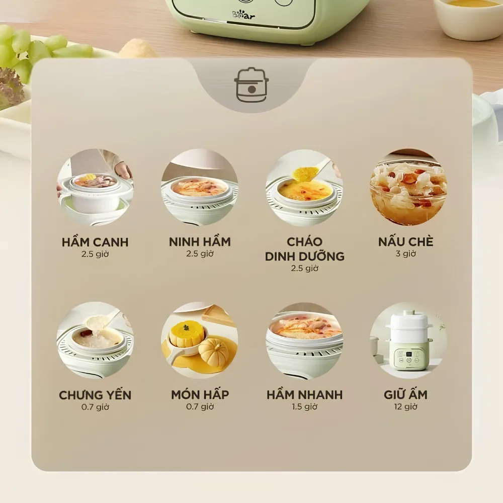 Nồi Nấu Chậm 0.8L Bear Est-085Dh 19 Nồi Nấu Chậm 0.8L Bear Est-085Dh - Akia Smart Home