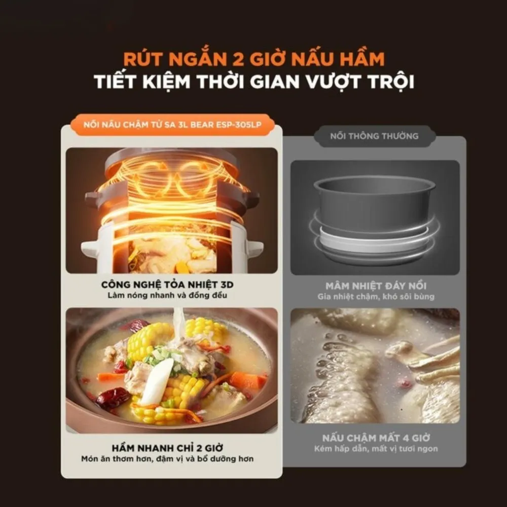 Nồi Nấu Chậm Tử Sa 3L Bear Esp-305Lp 18 Nồi Nấu Chậm Tử Sa 3L Bear Esp-305Lp - Akia Smart Home