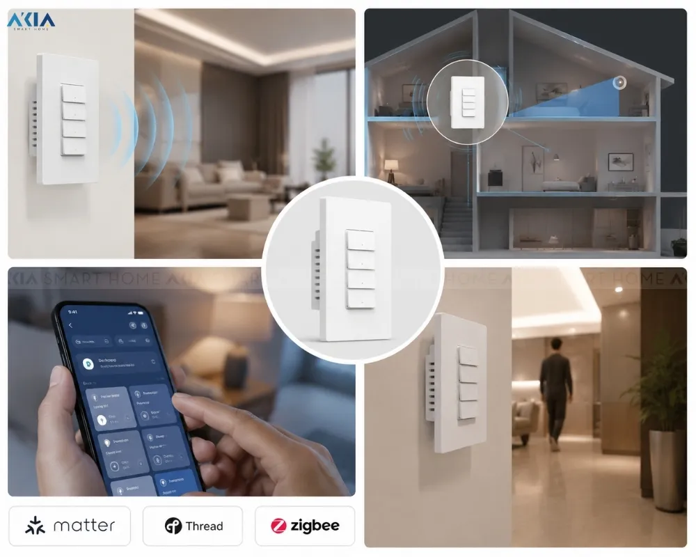Công Tắc Cảm Biến Hiện Diện Aqara H2 Ws-K22D 8 Công Tắc Cảm Biến Hiện Diện Aqara H2 – Presence Switch H2 Us Ws-K22D - Akia Smart Home