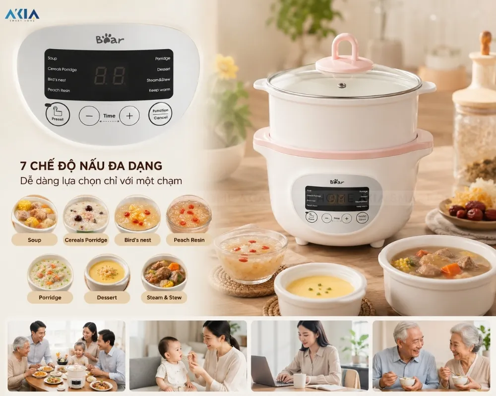 Nồi Nấu Chậm 1.6L Bear Sube002 - Akia Smart Home