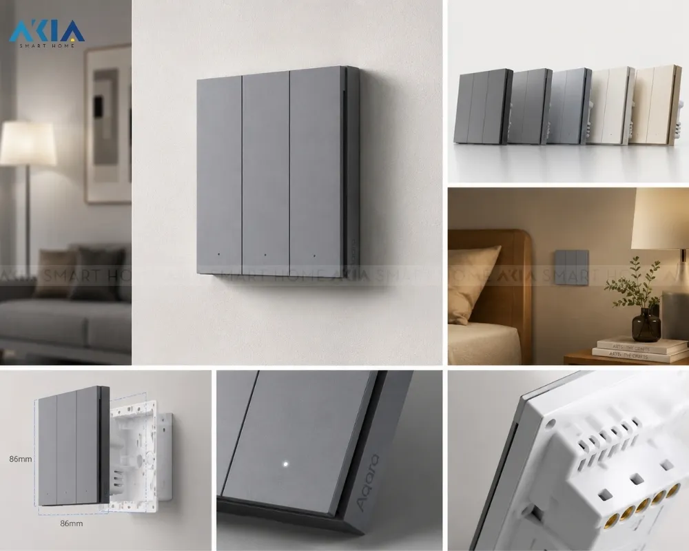 Công Tắc Thông Minh Aqara H1 Pro Có Dây Nguội 9 Công Tắc Thông Minh Aqara H1 Pro (Có Dây Nguội) - Akia Smart Home
