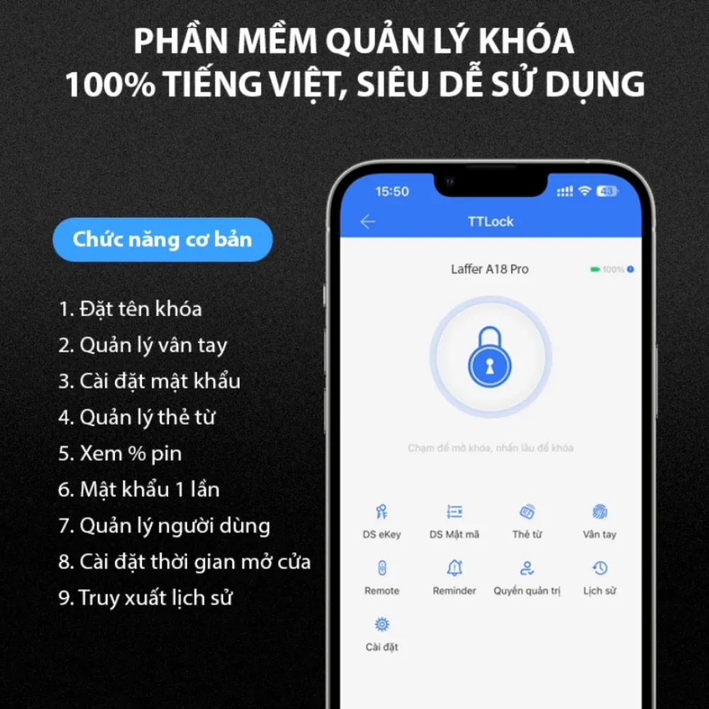 Khoá Cổng Vân Tay Ngoài Trời Laffer A18 Pro Nắp Trượt 23 Khoá Cổng Vân Tay Ngoài Trời Laffer A18 Pro - Akia Smart Home