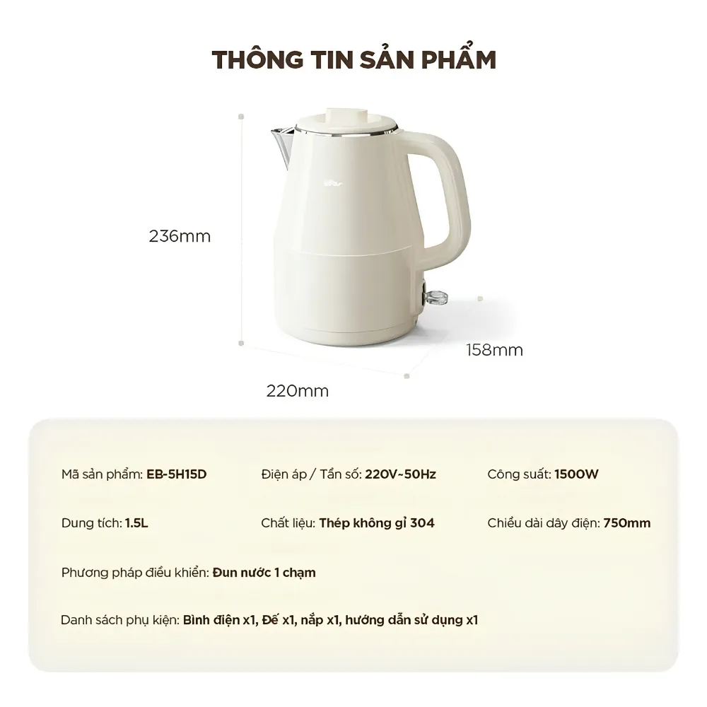 Ấm Đun Nước Siêu Tốc Bear 1.5L Eb-5H15D 16 Ấm Đun Nước Bear 1.5L Eb-5H15D - Akia Smart Home