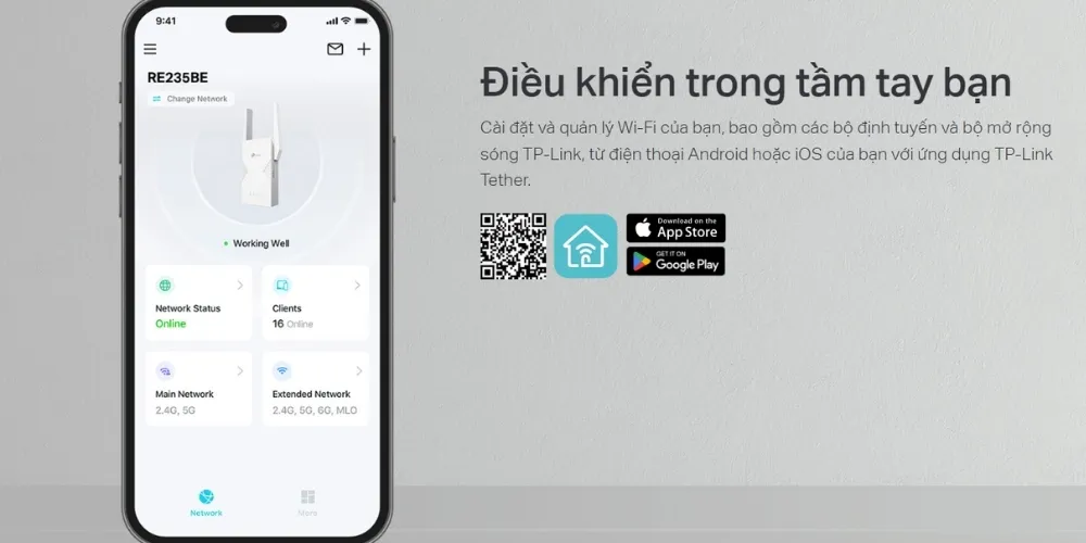 Bộ Mở Rộng Sóng Wifi 7 Tp-Link Re235Be Băng Tần Kép Be3600 18 Bộ Mở Rộng Sóng Wifi 7 Tp-Link Re235Be Băng Tần Kép Be3600 - Akia Smart Home