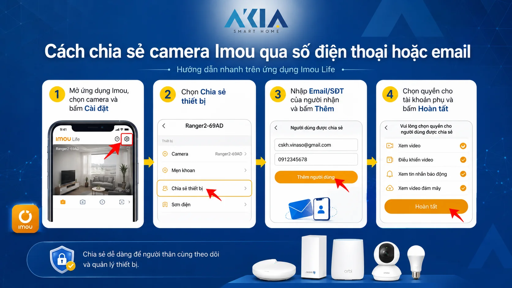 Cách Chia Sẻ Camera Imou Cho Người Khác | Akia Smart Home (Cập Nhật 2026) 9 Cách Chia Sẻ Camera Imou Qua Số Điện Thoại Hoặc Email | Akia Smart Home