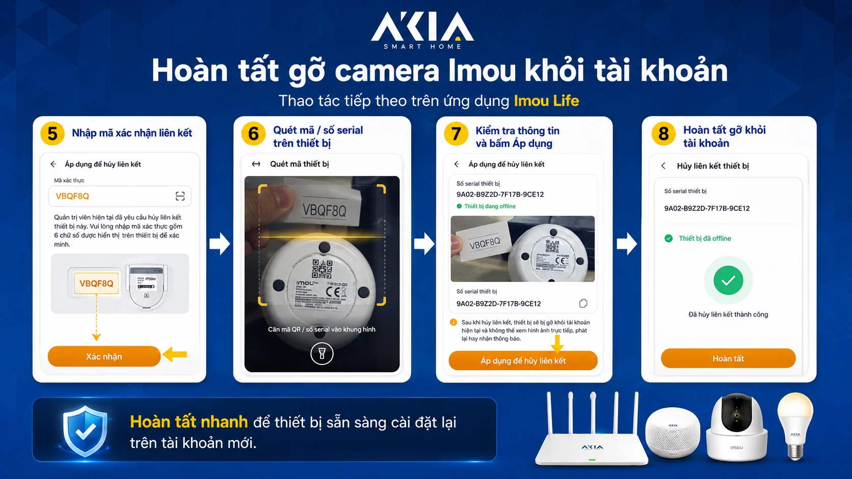 Cách Chia Sẻ Camera Imou Cho Người Khác | Akia Smart Home (Cập Nhật 2026) 13 Hoàn Tất Gỡ Camera Imou Khỏi Tài Khoản | Akia Smart Home