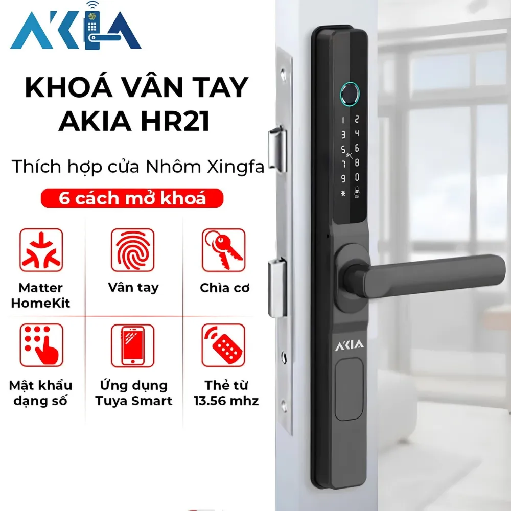 Khóa Cửa Vân Tay Cửa Nhôm Xingfa Akia Hr-21 - Hỗ Trợ Matter Apple Homekit 11 Khóa Cửa Vân Tay Cửa Nhôm Xingfa Akia Hr-21 – Hỗ Trợ Matter Apple Homekit - Akia Smart Home