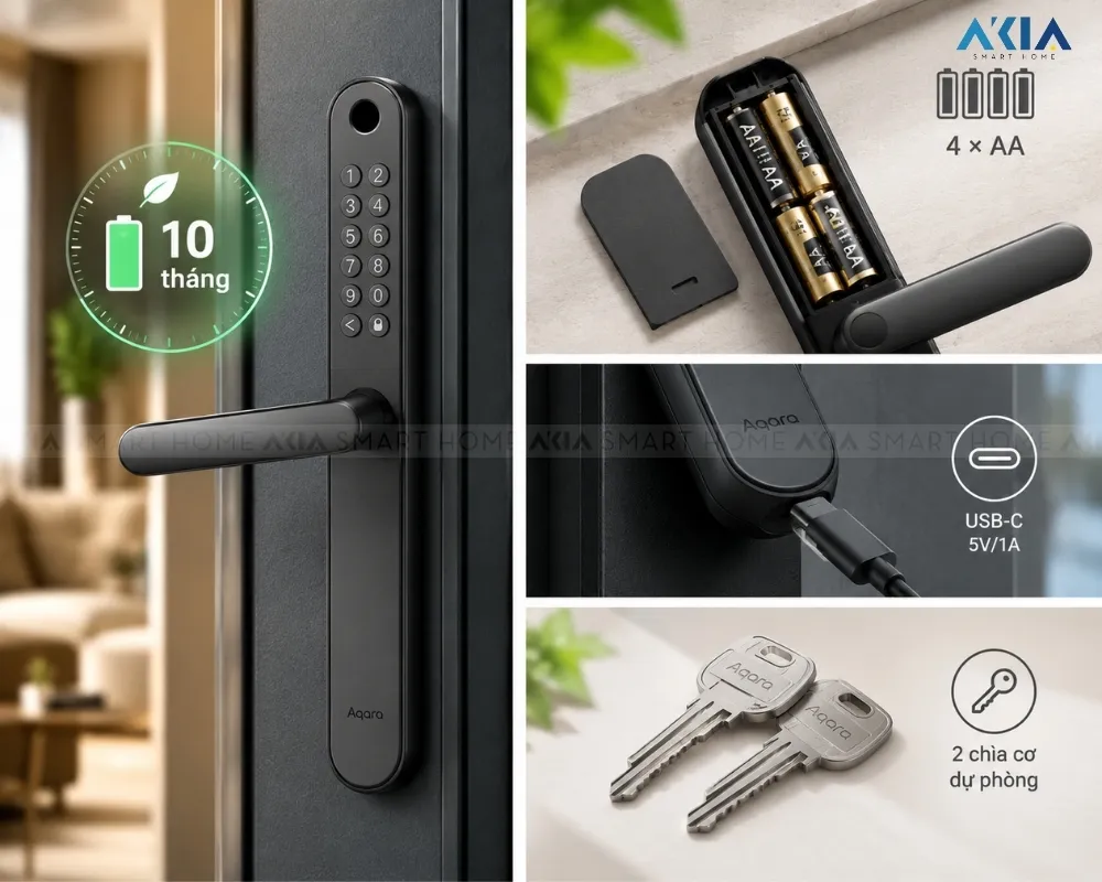 Khóa Cửa Vân Tay Thông Minh Aqara U600 14 Khóa Cửa Vân Tay Thông Minh Aqara U600 Dành Cho Cửa Nhôm - Akia Smart Home
