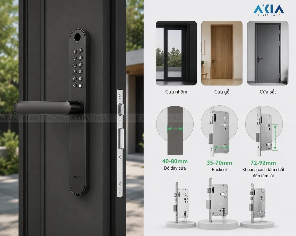 Khóa Cửa Vân Tay Thông Minh Aqara U600 15 Khóa Cửa Vân Tay Thông Minh Aqara U600 Dành Cho Cửa Nhôm - Akia Smart Home