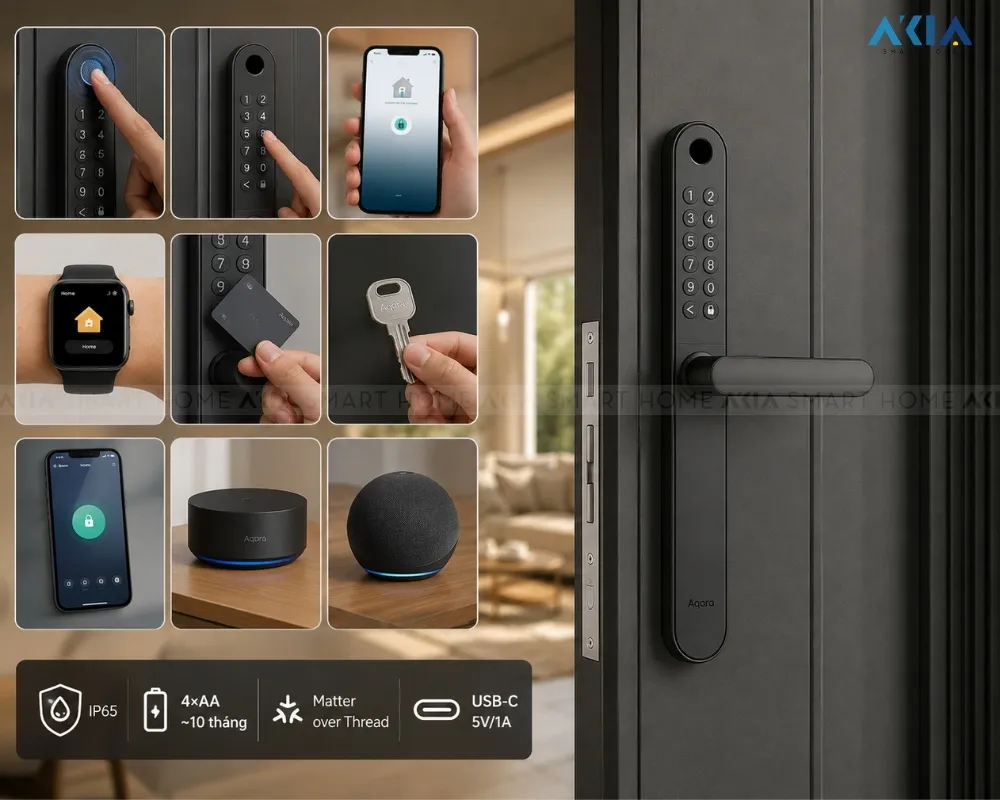 Khóa Cửa Vân Tay Thông Minh Aqara U600 16 Khóa Cửa Vân Tay Thông Minh Aqara U600 Dành Cho Cửa Nhôm - Akia Smart Home