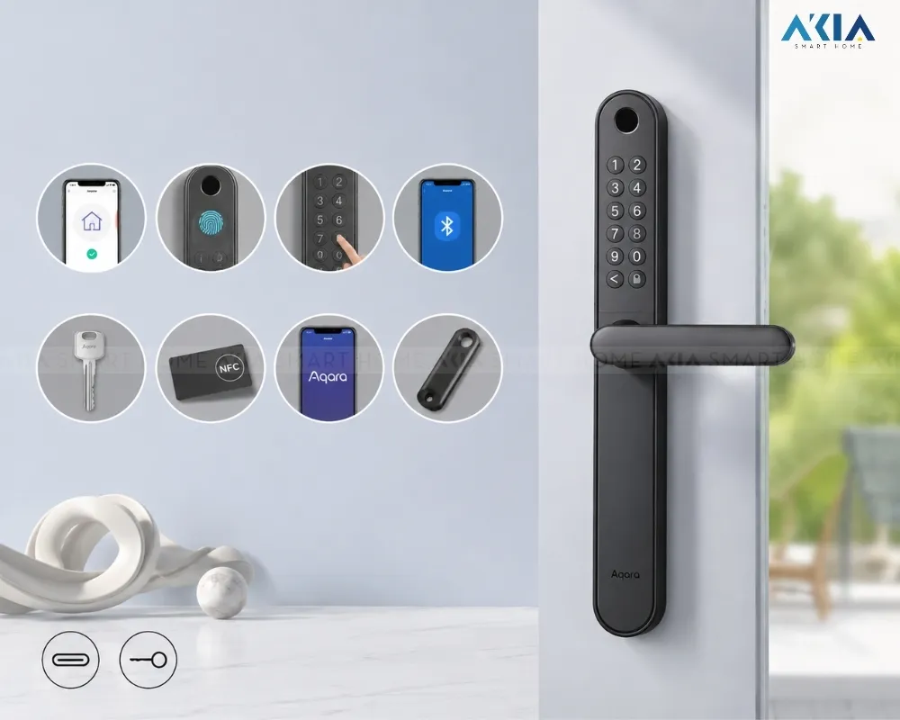 Khóa Cửa Vân Tay Thông Minh Aqara U600 10 Khóa Cửa Vân Tay Thông Minh Aqara U600 Dành Cho Cửa Nhôm - Akia Smart Home