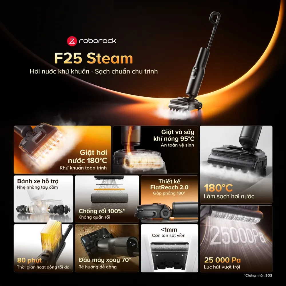 Máy Hút Bụi Lau Nhà Roborock F25 Steam 13 Máy Hút Bụi Lau Nhà Roborock F25 Steam - Akia Smart Home