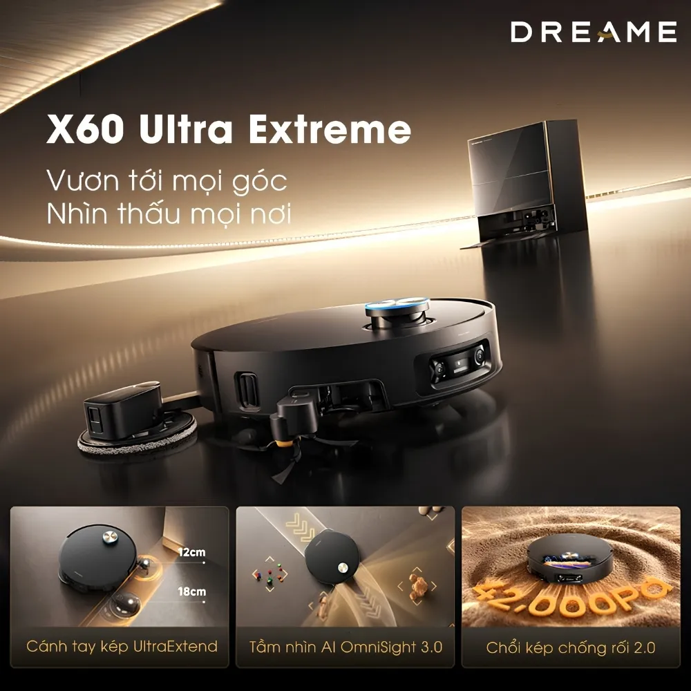 Robot Hút Bụi Lau Nhà Dreame X60 Ultra Extreme 16 Robot Hút Bụi Lau Nhà Dreame X60 Ultra Extreme - Akia Smart Home