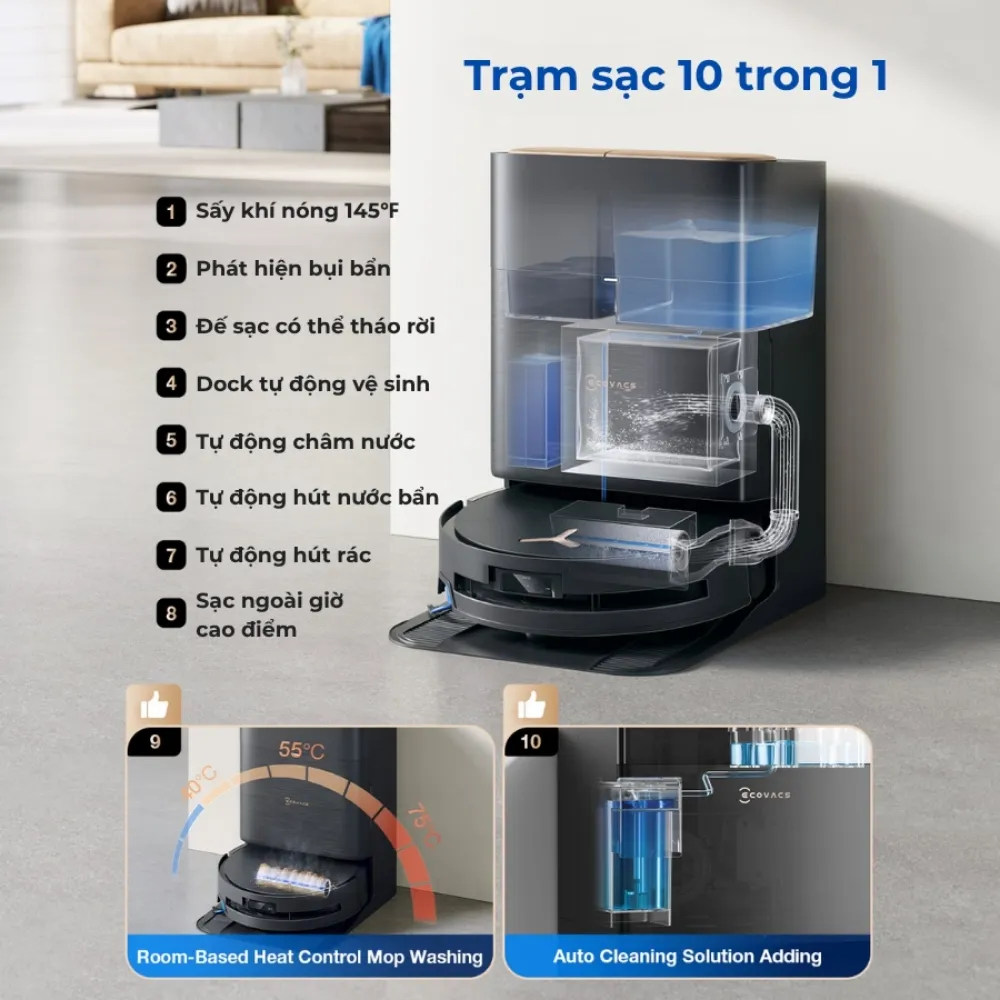 Robot Hút Bụi Lau Nhà Ecovacs Deebot X9 Pro Omni 26 Robot Hút Bụi Lau Nhà Ecovacs Deebot X9 Pro Omni - Akia Smart Home